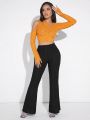 SHEIN SXY Hollow Out Detail Long Sleeve Cropped T-Shirt