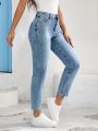 SHEIN Essnce Women's Sexy Mid-Rise Loose Fit Skinny Jeans