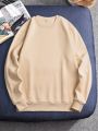 Men's Round Neck Long Sleeve Casual Sweatshirt With Text Pattern