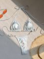 SHEIN Swim Summer Beach Metallic Ring Linked Halter Triangle Bikini Set