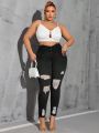 Plus Size Ripped Slim Fit Jeans