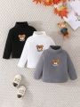 SHEIN Baby Boy 3pcs Bear Print Turtleneck Tee