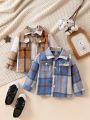 2-pack of baby boys fashionable casual frayed plaid fabric long-sleeved shirts, children's autumn and winter outerwear