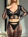 Cut Out Fishnet Body Stocking Without Liner