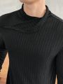 SHEIN Men Solid Ribbed Knit Tee