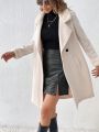 SHEIN Frenchy Women's Patchwork Collar Woolen Jacket With Lapel