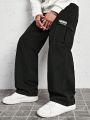 Manfinity Men Letter Patched Detail Flap Pocket Side Cargo Pants