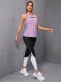 Women's 2 in 1 Tank Top With Open Back And Contrasting Color Sports Pants