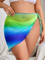 SHEIN Swim Vcay Plus Size 1pc Gradient Tie Side Cover Up Skirt