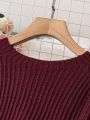 Plus Size Solid Color Casual Sweater Set