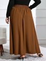 SHEIN Privé Plus Size Butterfly Decorated High Waist Midi Skirt