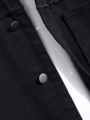 Men's Solid Color Button-front Denim Jacket