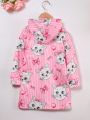 Toddler Girls' Lovely Cat Pattern Hooded Fleece Dress