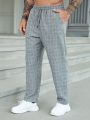 Manfinity Men Grid Print Drawstring Waist Pants