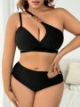 SHEIN Swim Vcay Plus Size Solid Color Hollow-Out Swimwear Set