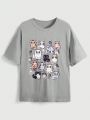 Nemons Cartoon Cat Pattern Short Sleeve T-shirt