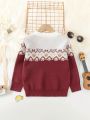 SHEIN Kids QTFun Young Boy Geo Pattern Sweater