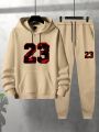 Manfinity Men's Digital Print Hoodie And Sweatpants Set