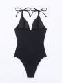 SHEIN Swim Classy Women's Ruffled Spaghetti Strap One Piece Swimsuit