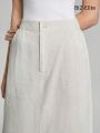 SHEIN BIZwear Solid Color Straight Tube Skirt With Split Hem