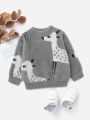 Baby Cartoon Pattern Fluffy Knit Sweater