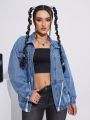 Women's Drawstring Denim Jacket