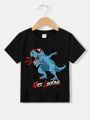 Toddler Boys' Casual Cartoon Dinosaur & Letter Printed Short Sleeve Round Neck T-shirt