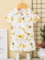 SHEIN Baby Boy Banana Print Shirt & Shorts