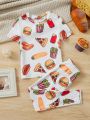 SHEIN Teen Boys' Leisure Food Pattern Printed Tight Homewear Set