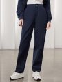 SHEIN Mulvari Solid Straight Suit Pants