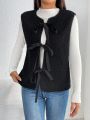 SHEIN Essnce Knot Front Teddy Vest Coat