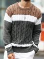 Men's Contrast Color Round Neck Sweater