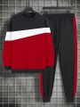 Extended Sizes Men Plus Colorblock Sweatshirt & Sweatpants