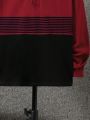 SHEIN Tween Boy Striped Print Colorblock Half Button Polo Shirt