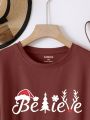 Plus Size Christmas Printed T-shirt
