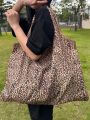 Leopard Print Foldable And Portable Large Capacity Supermarket Shopping Bag