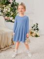 SHEIN Kids EVRYDAY Young Girl Solid Round Neck Dress