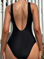 SHEIN DD+ Women's Ruffled One-piece Swimsuit