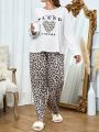 Plus Leopard & Letter Graphic PJ Set