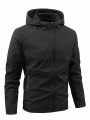 SHEIN Running Men's Letter Pattern Zipper Front Hooded Sports Jacket