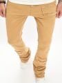 Men's Solid Color Raw Hem Denim Jeans