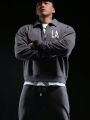 Daily&Casual Men's Half Zip Sport Polo Sweatshirt With Letter Print