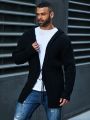 Extended Sizes Men's Plus Size Hooded Ribbed Henley Sweater