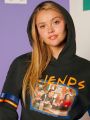 FRIENDS X SHEIN Figure & Letter Graphic Drop Shoulder Hoodie