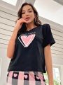 Heart & Letter Graphic Sleep Top