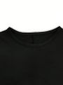 SHEIN Essnce Solid Color Asymmetrical Hem Round Neck Long Sleeve T-Shirt