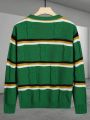 Men's Cable Knit Striped Sweater