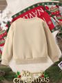 Young Girl 1pc Christmas Print Thermal Lined Sweatshirt