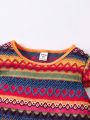 SHEIN Kids SUNSHNE Young Girls' Color Block Knitwear Set