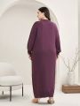 SHEIN Mulvari Plus Mock Neck Drop Shoulder Sweater Dress